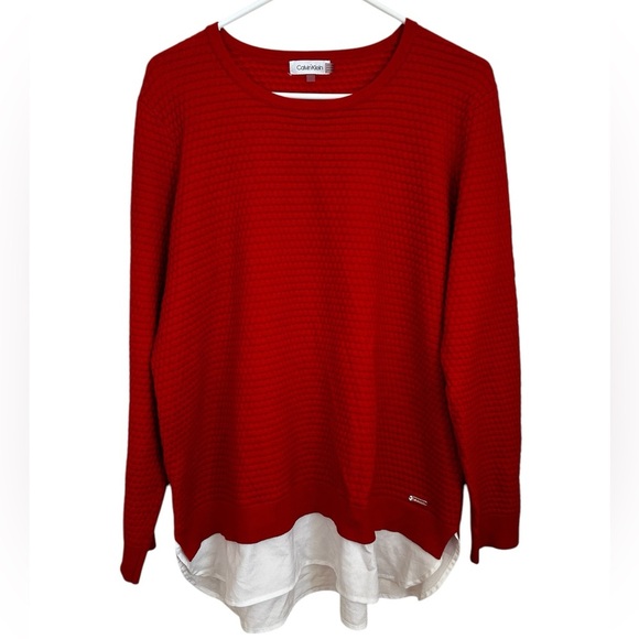 Calvin Klein red sweater with white underlayer - Picture 4 of 7